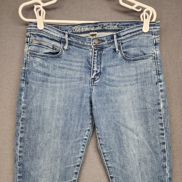 Abercrombie & Fitch Jeans Womens Size 10 Blue Low Rise Taper Stretch Casual - Picture 13 of 15